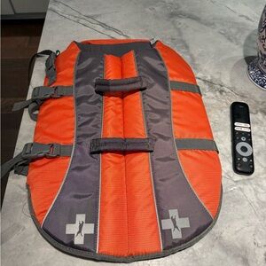 Top Paw Reflective Dog Life Jacket in Orange and Gray, medium 30-55 lbs